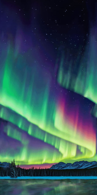 Cosmic Flow Black/Multi Aurora Borealis Cotton Wideback Fabric per yard