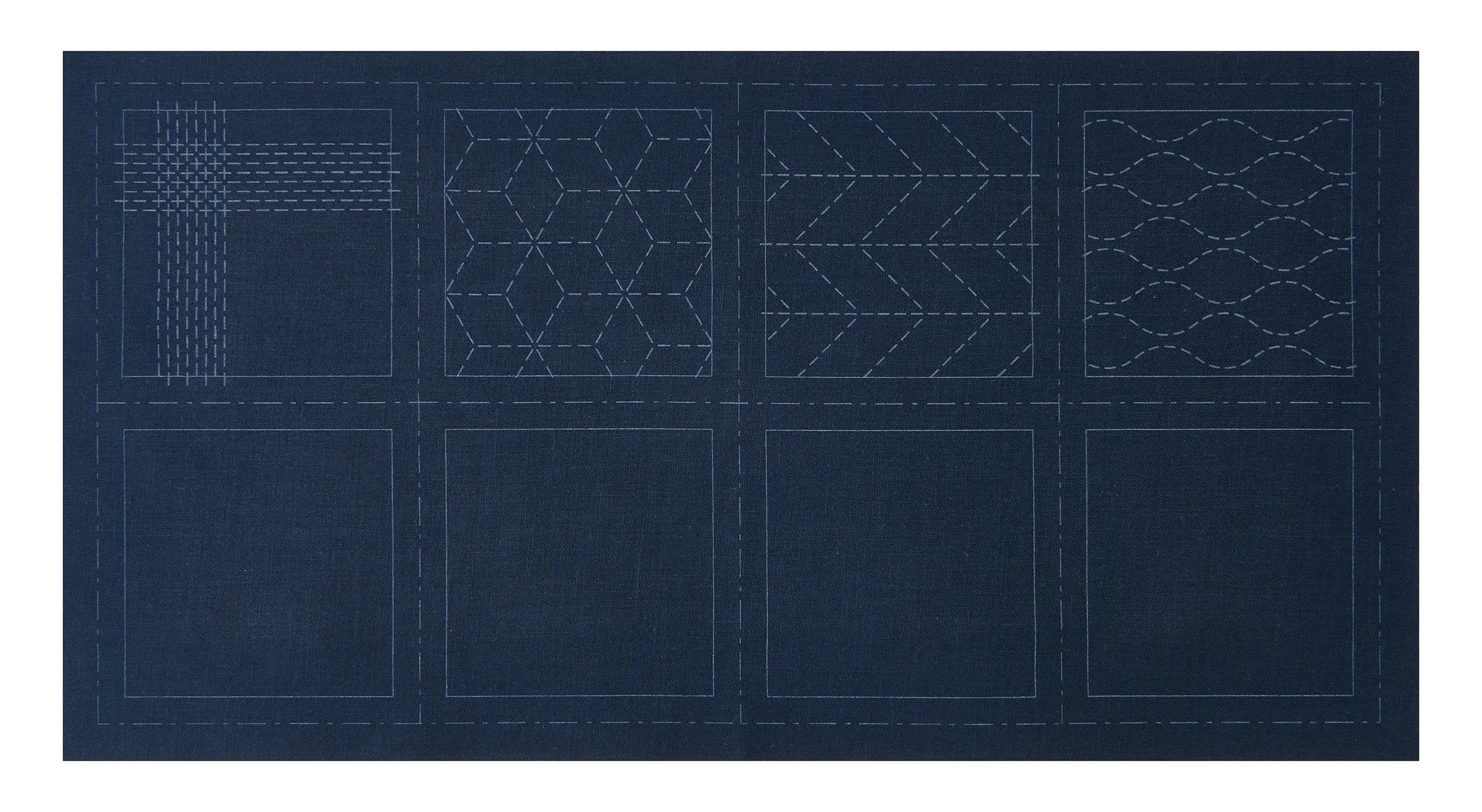 Cosmo Sashiko 100% Cotton Pre-printed Precut Cloth Set For Coasters - Blue - Linda's Electric Quilters