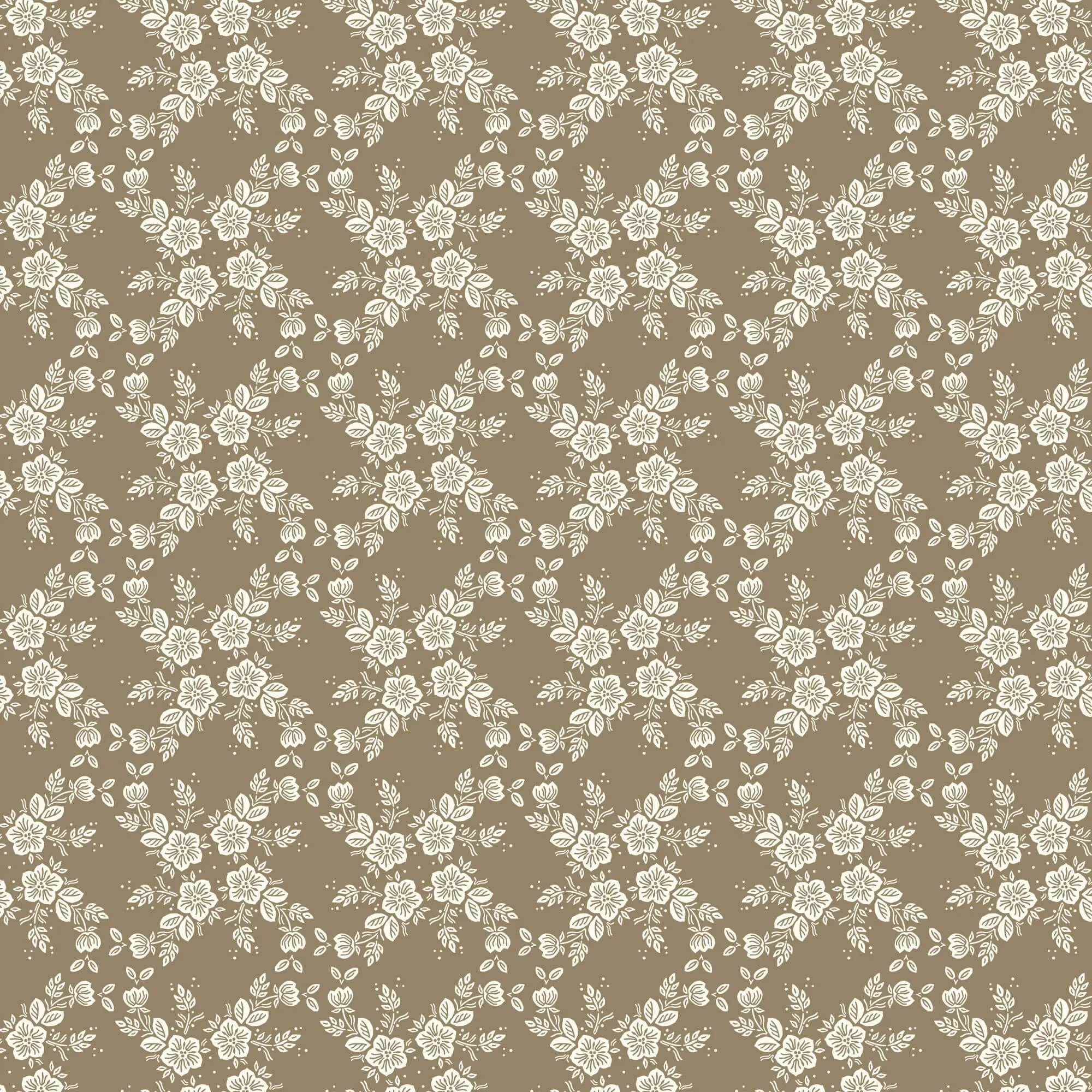 Cottage Garden - Lattice Vine - Brown 44" / 45" Fabric Per Yard The Fabric Company