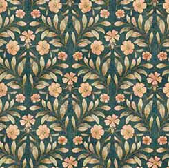 Cotton Tails - Set Floral - Teal 44" / 45" Fabric Per Yard The Fabric Company