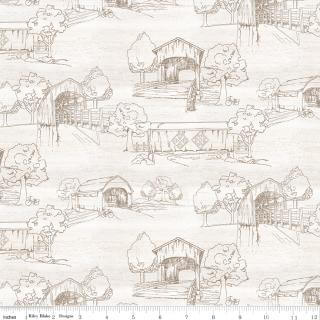 Riley Blake Covered Bridges in Spring toile white 108 inch 3 yard backing package