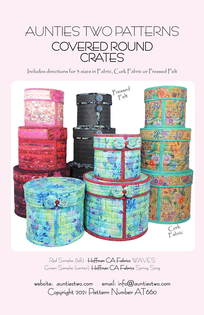 Covered Round Crates - Linda's Electric Quilters