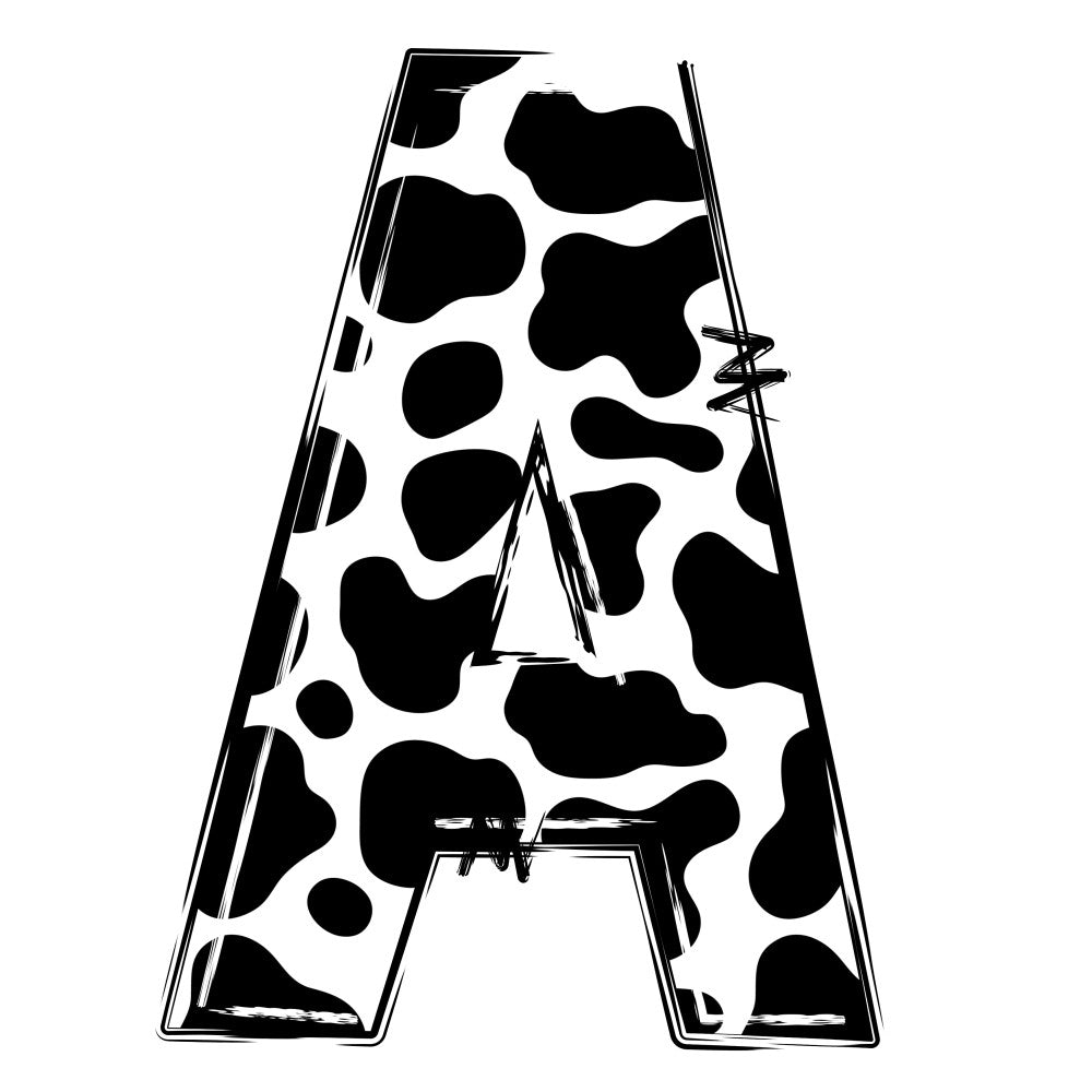 Cow Print Alphabet Fabric Panel 7 QuiltingFabricPanels