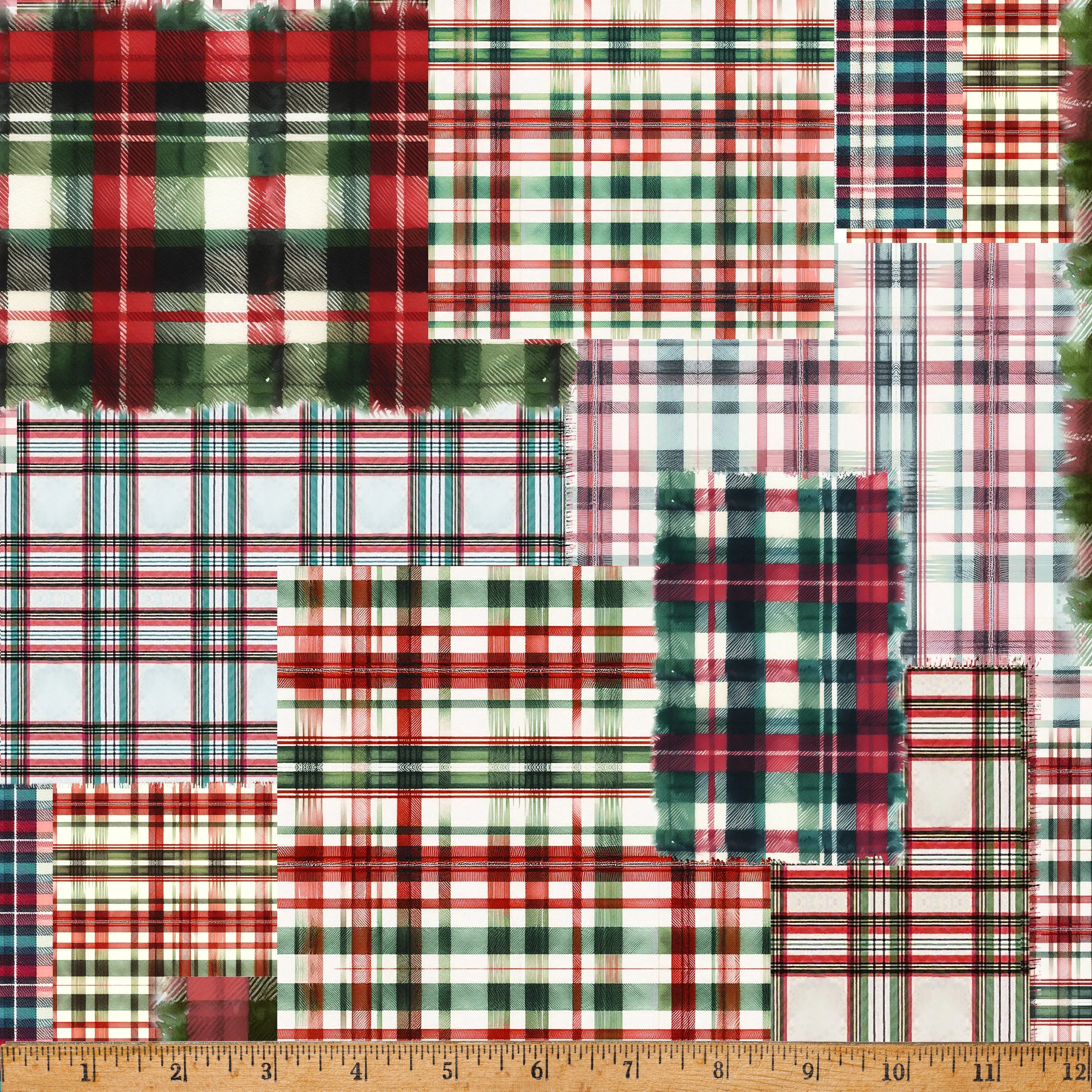 Cozy Tidings Christmas Plaid 43"/44" Fabric Per Yard Hoffman California Fabrics