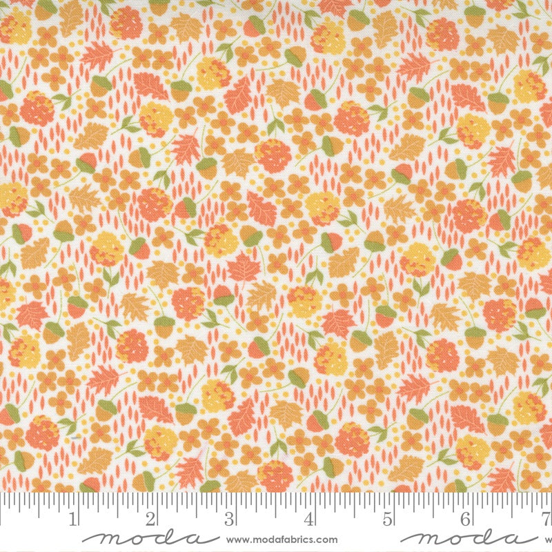 Cozy Up Cloud Cinnamon Leaves And Flowers 44"/45" Fabric Per Yard