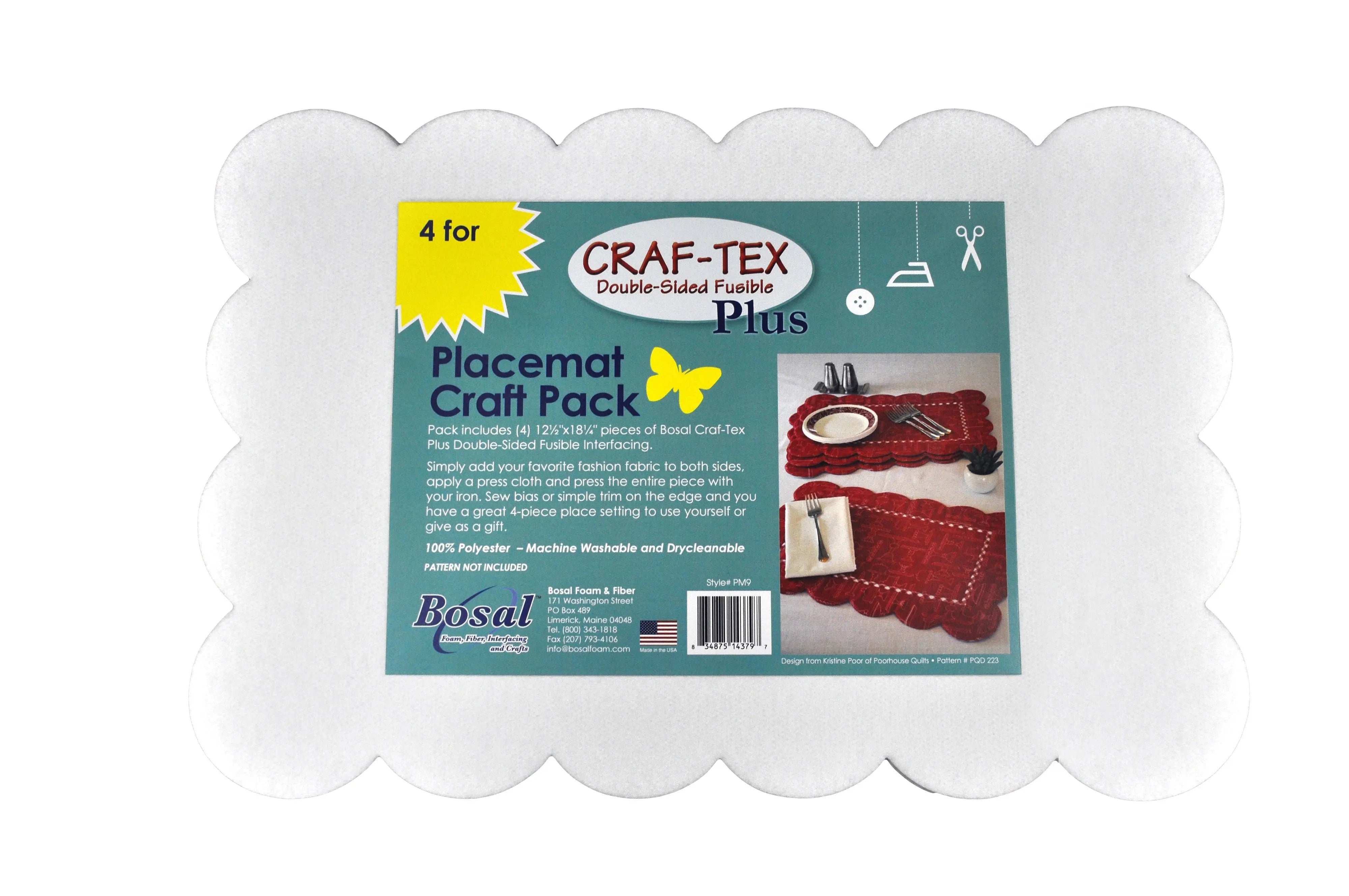 Craf Tex Double Sided Fusible Placemat Craft Pack 12-1/2in x 18-1/4in 4pk