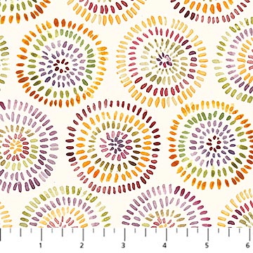 Cream Circles Flourish Cotton 44"/45" Fabric Per Yard