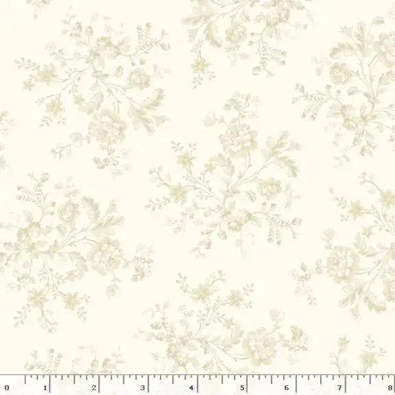 Cream Petite Bouquet Ivory Cotton Wideback Fabric Per Yard - Linda's Electric Quilters