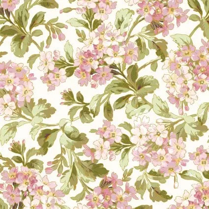 Cream Traveling Phlox Cotton 43"/44" Fabric Per Yard - Linda's Electric Quilters