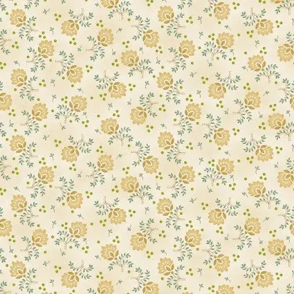 Cream Wheat Delicate Floral Cotton Wideback Fabric per yard - Linda's Electric Quilters