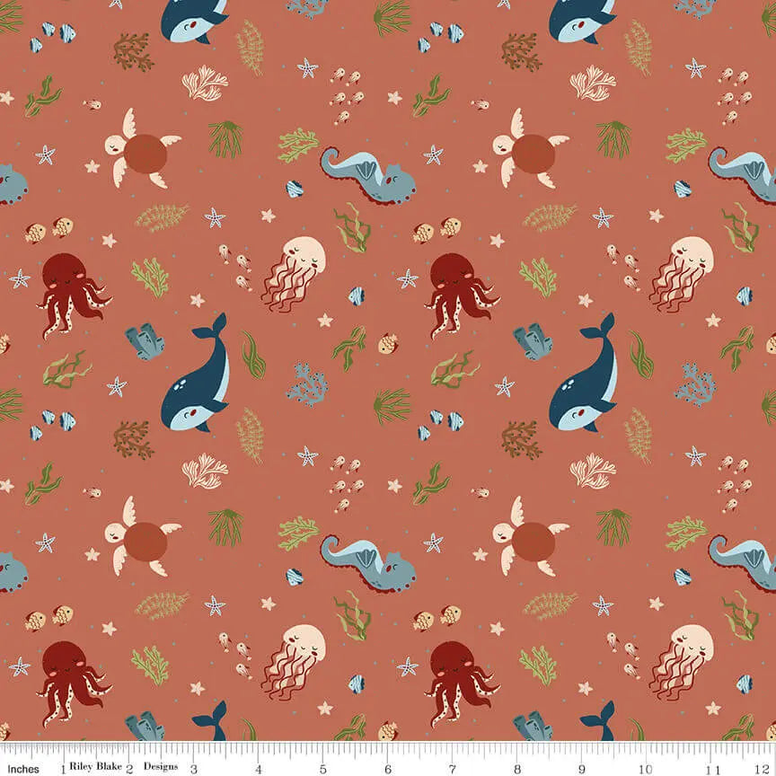 Created with Love - In the Sea - Clay 44" / 45" Fabric Per Yard The Fabric Company