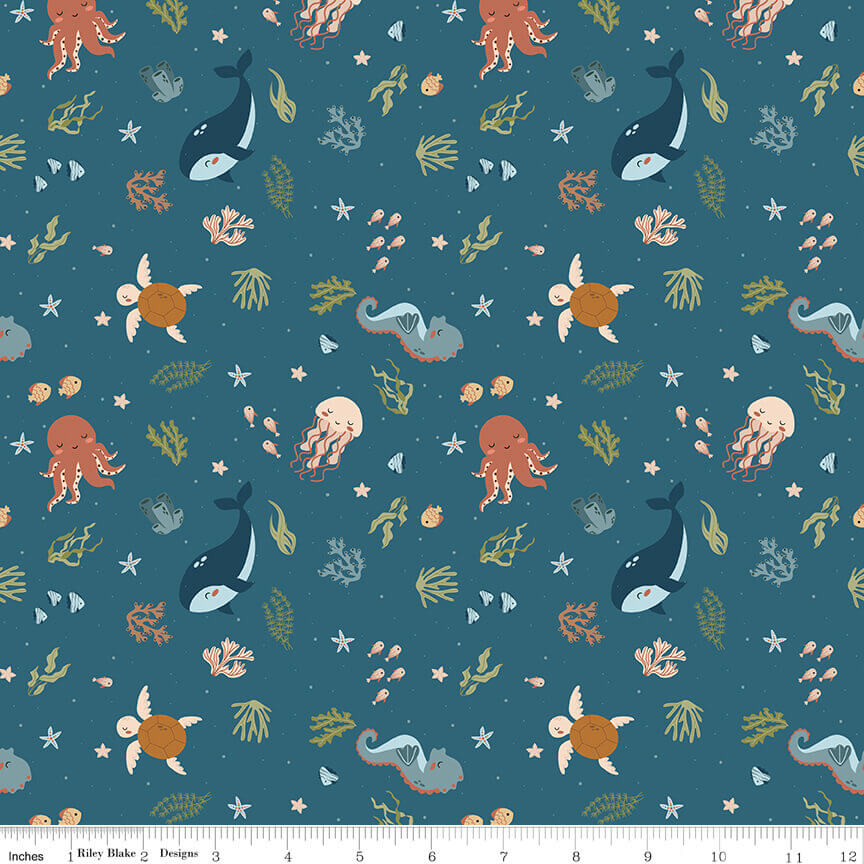Riley Blake Created with Love in the sea ocean quilting cotton by the yard