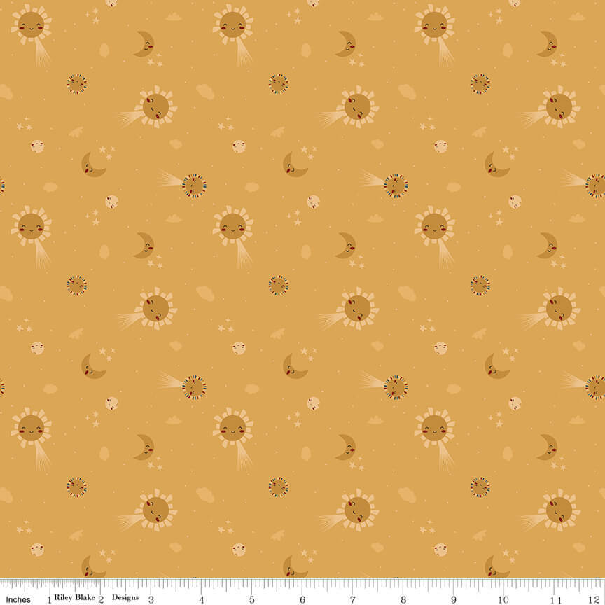 Created with Love Light and Dark quilting fabric in sunshine yellow by Jennifer Long for Riley Blake Designs, tonal print on yellow cotton, sold by the yard
