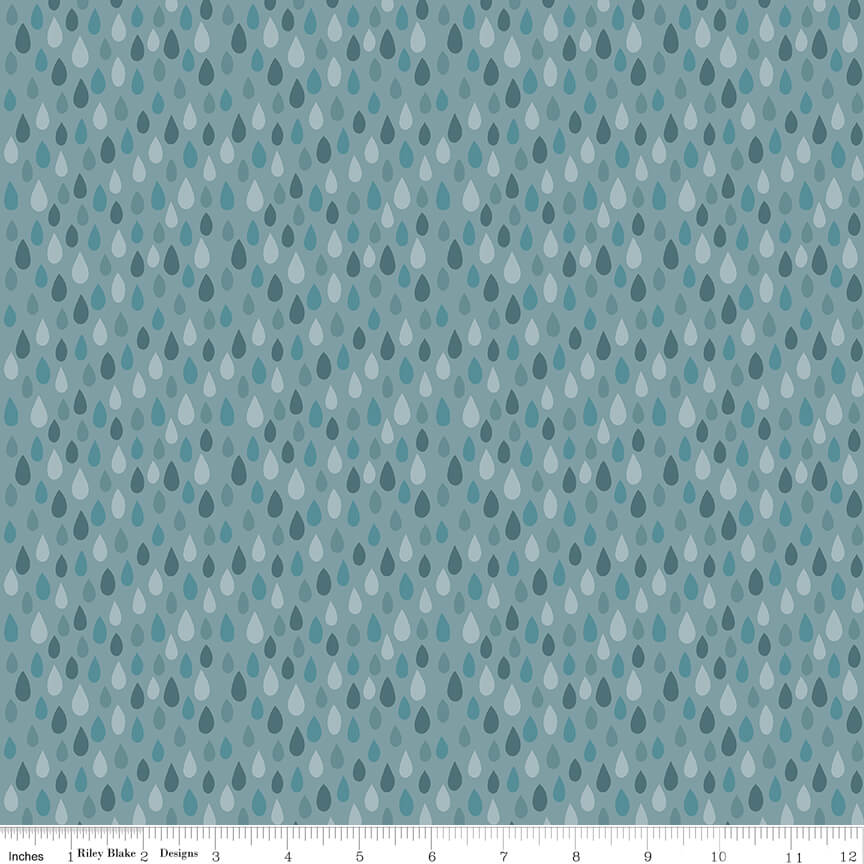 Created with Love Showered with Love quilting fabric in sky by Jennifer Long for Riley Blake Designs, shower print on sky blue cotton, sold by the yard