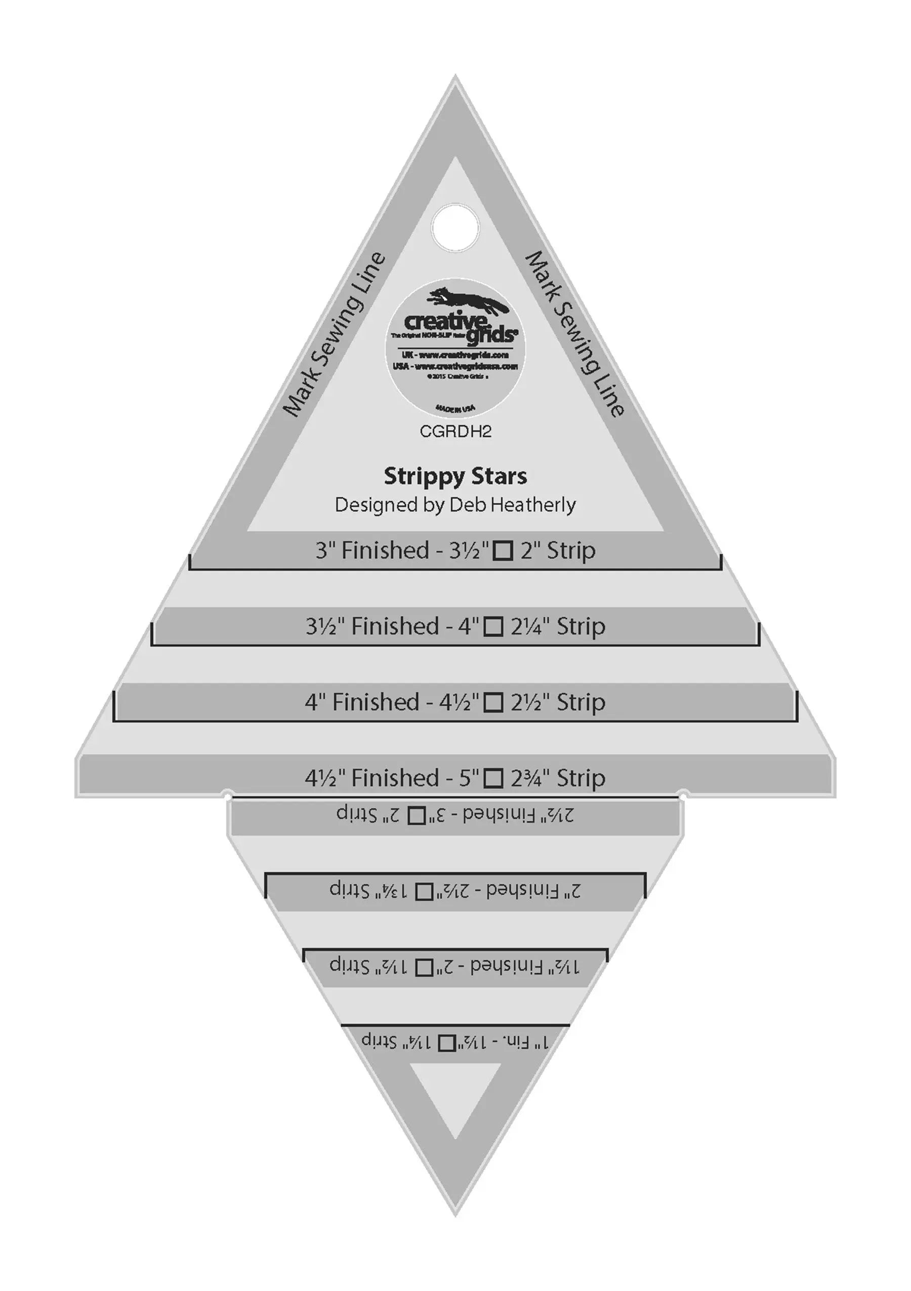 Creative Grids Strippy Stars Tool 5in x 7-1/2in Quilt Ruler - Linda's Electric Quilters