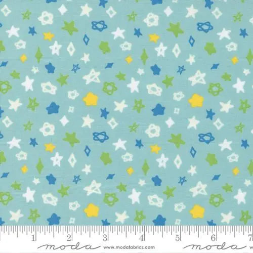 Creativity Glows Aqua Sky Ditsy Stars 44"/45" Fabric Per Yard Moda Fabrics & Supplies