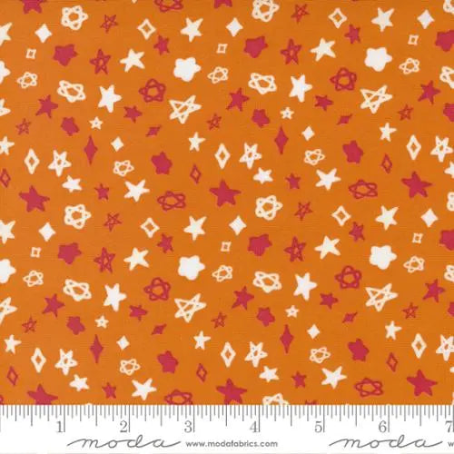 Creativity Glows Orange Ditsy Stars 44"/45" Fabric Per Yard Moda Fabrics & Supplies