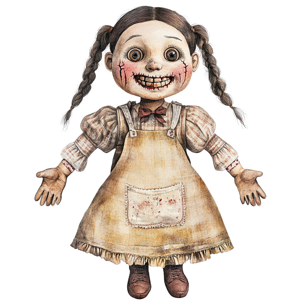Creepy Dolls Fabric Panel 18 QuiltingFabricPanels