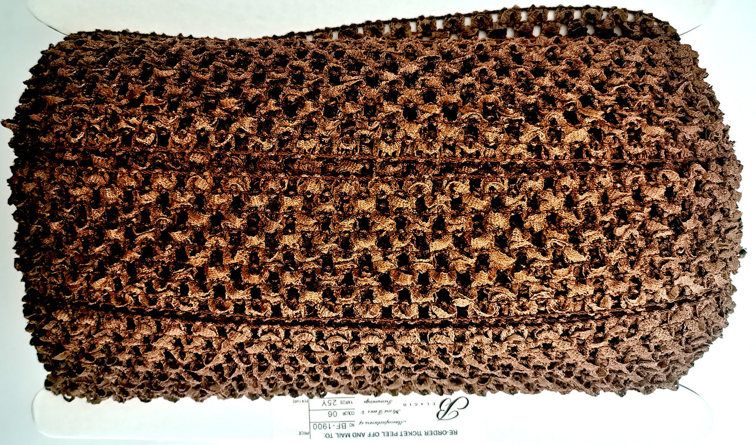 Crochet Stretch Trim Collection - 9" Width (10 Yard Roll) - BF-1903-06 Brown