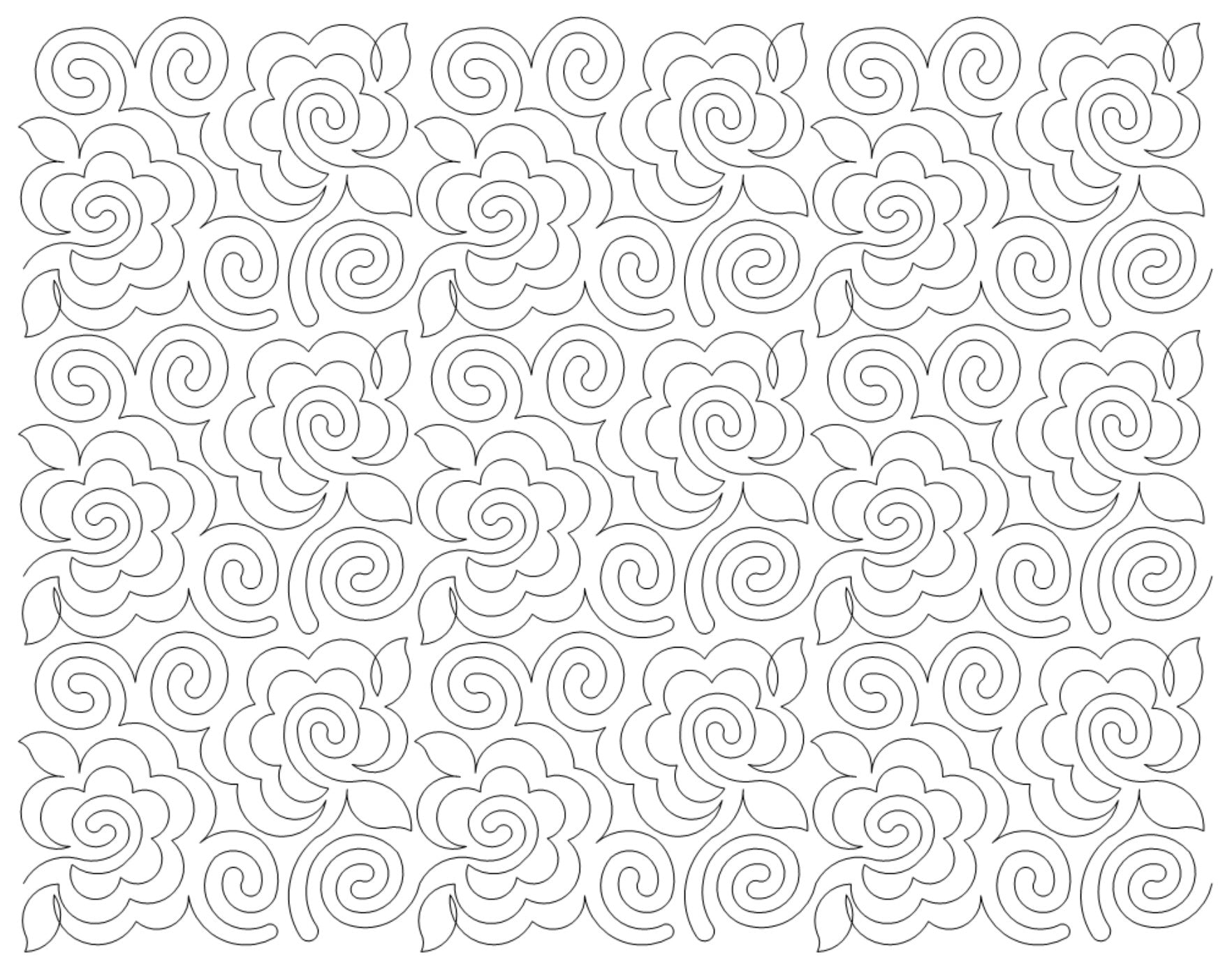 Curly Twirly Flowers Digital E2E Wildflower Quilting Pantograph