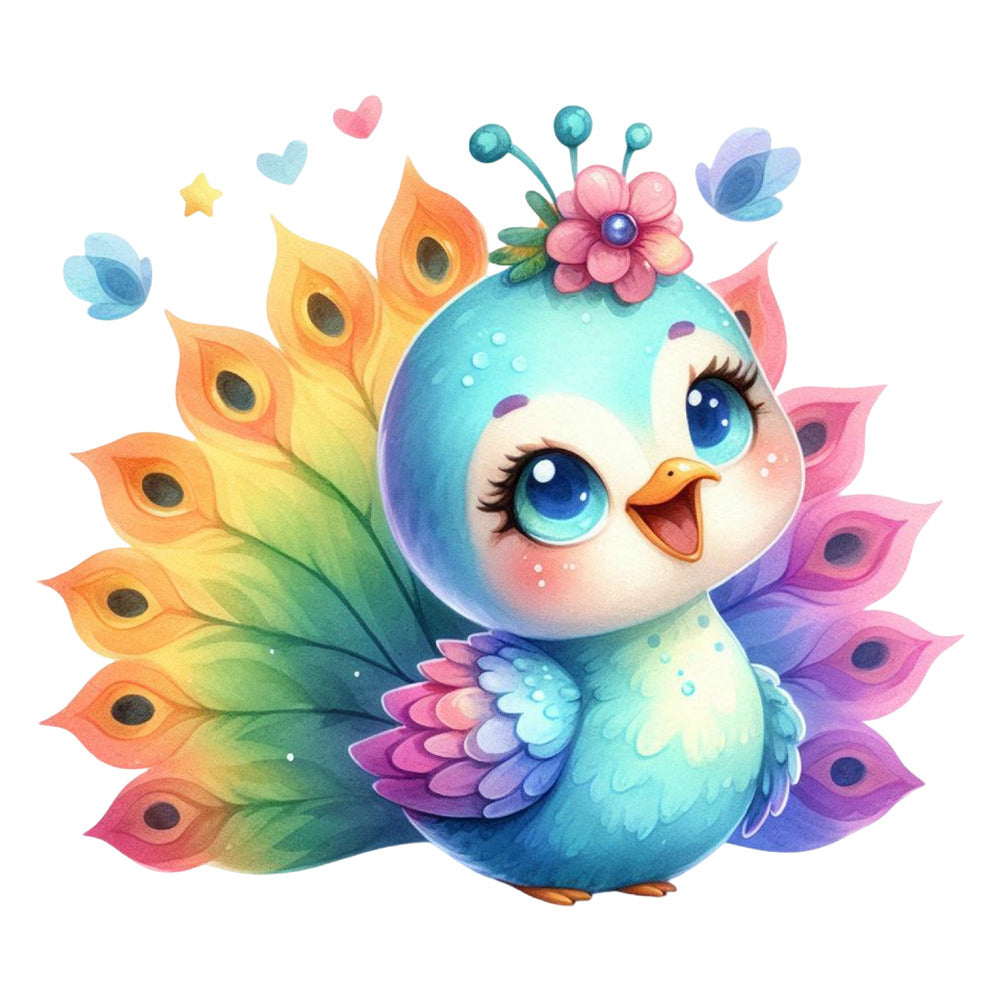 Cute Adorable Peacocks Fabric Panel 9