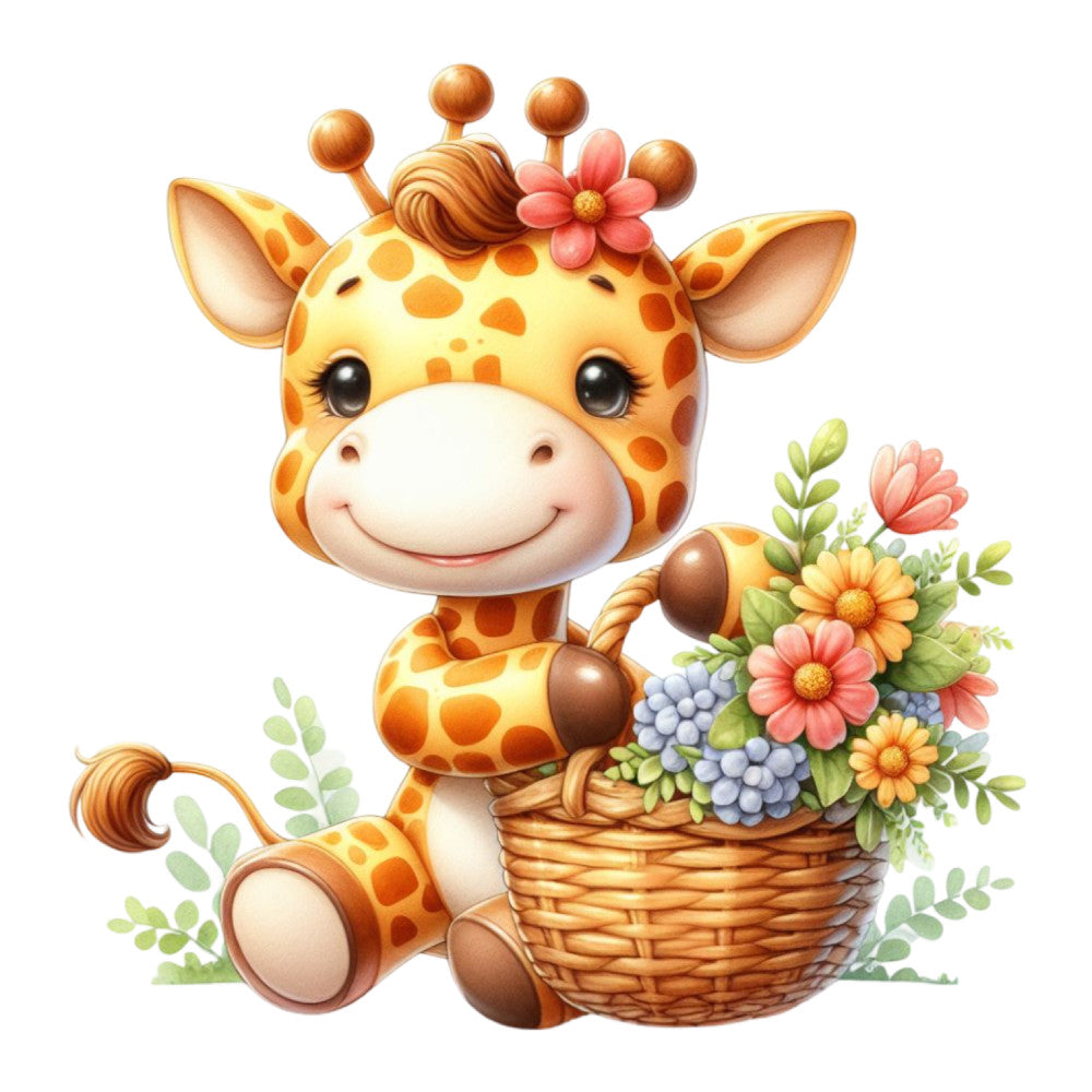 Cute Baby Giraffe Fabric Panel 29 QuiltingFabricPanels