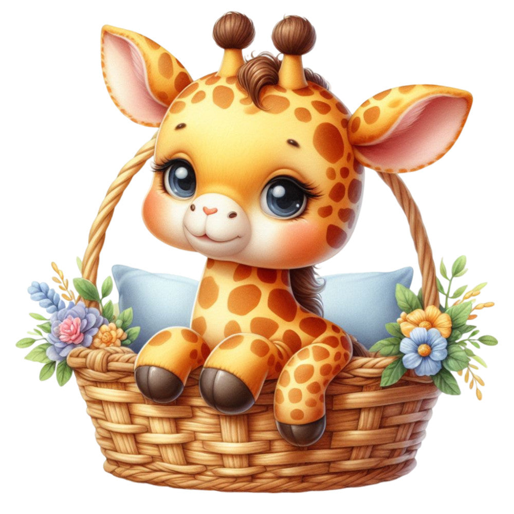 Cute Baby Giraffe Fabric Panel 9 QuiltingFabricPanels