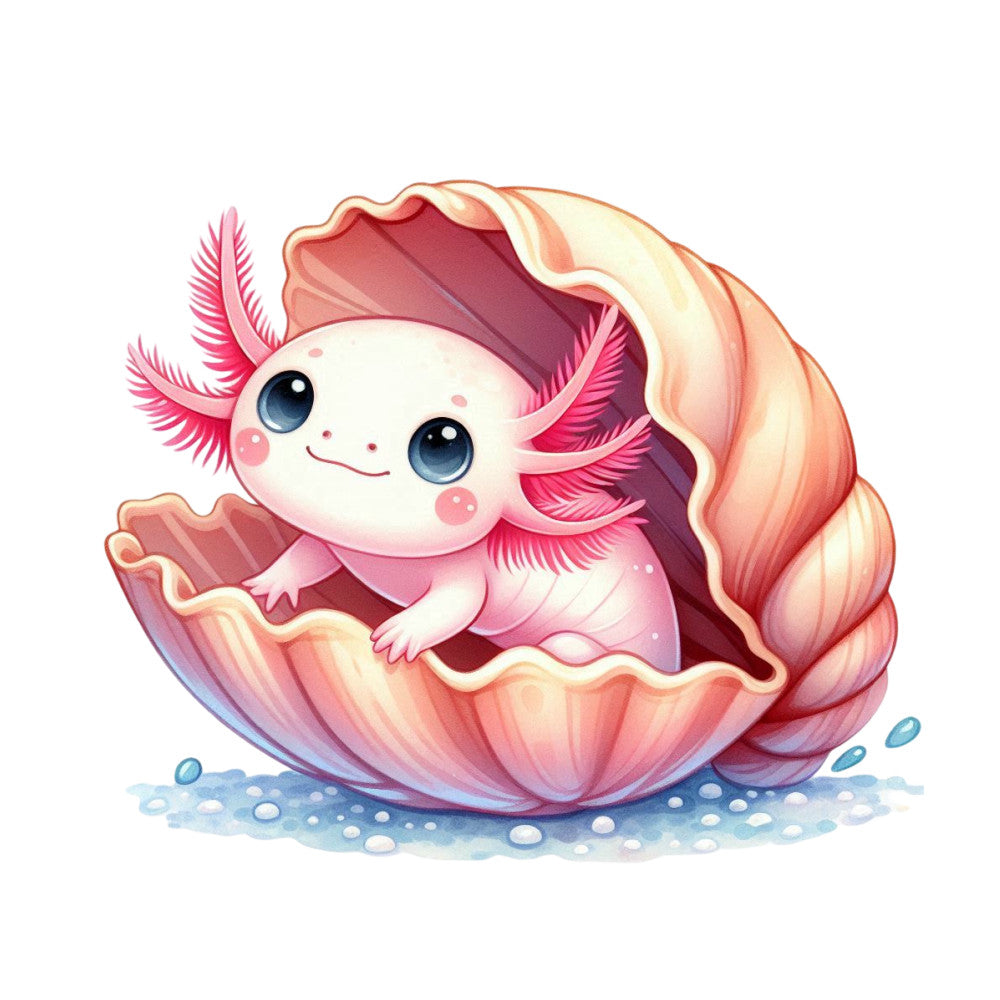 Cute Cartoon Axolotl Fabric Panel 19 QuiltingFabricPanels