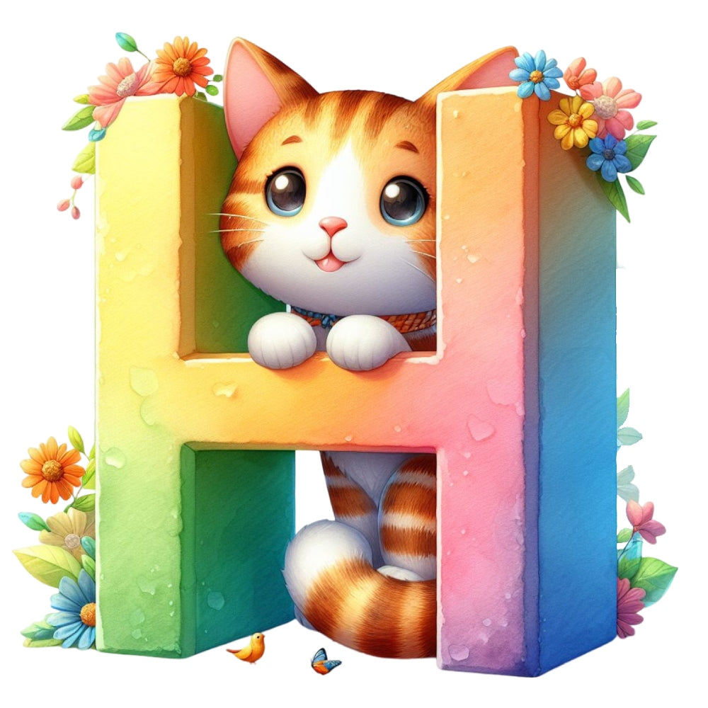 Cute Cats Letter H Fabric Panel