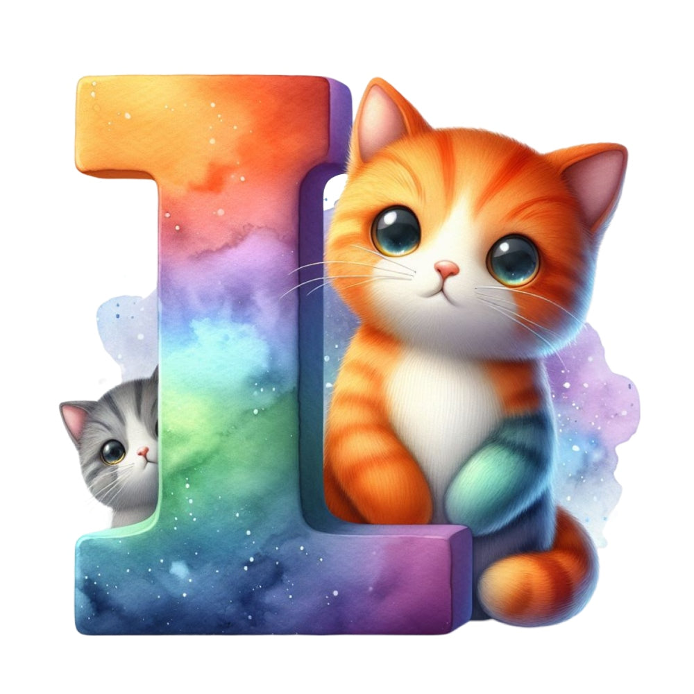 Cute Cats Letter I Fabric Panel QuiltingFabricPanels