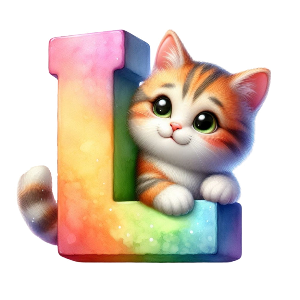 Cute Cats Letter L Fabric Panel QuiltingFabricPanels