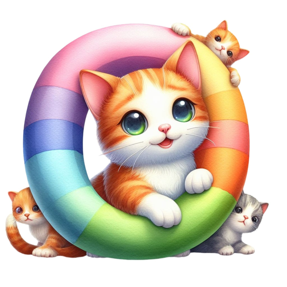 Cute Cats Letter O Fabric Panel