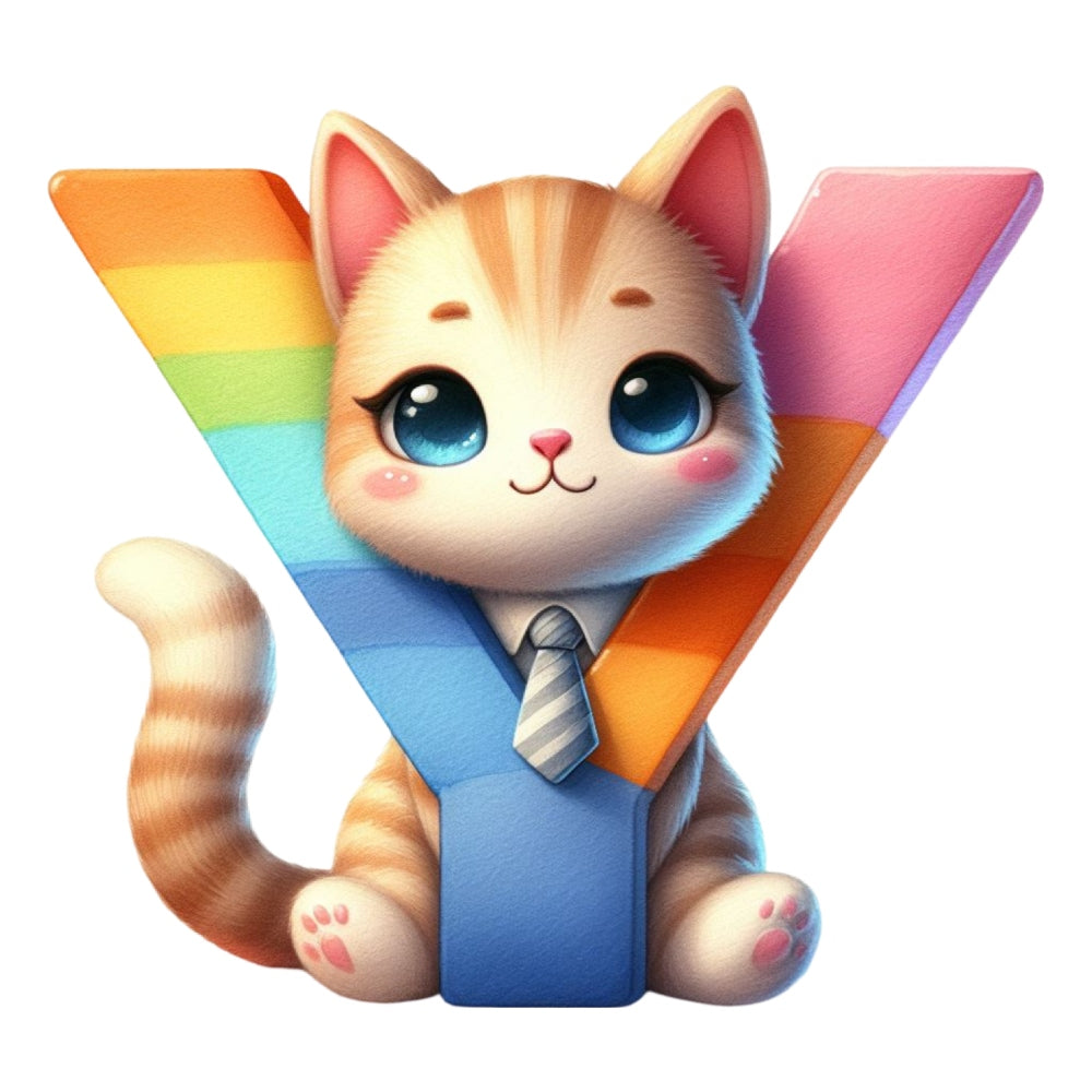 Cute Cats Letter Y Fabric Panel