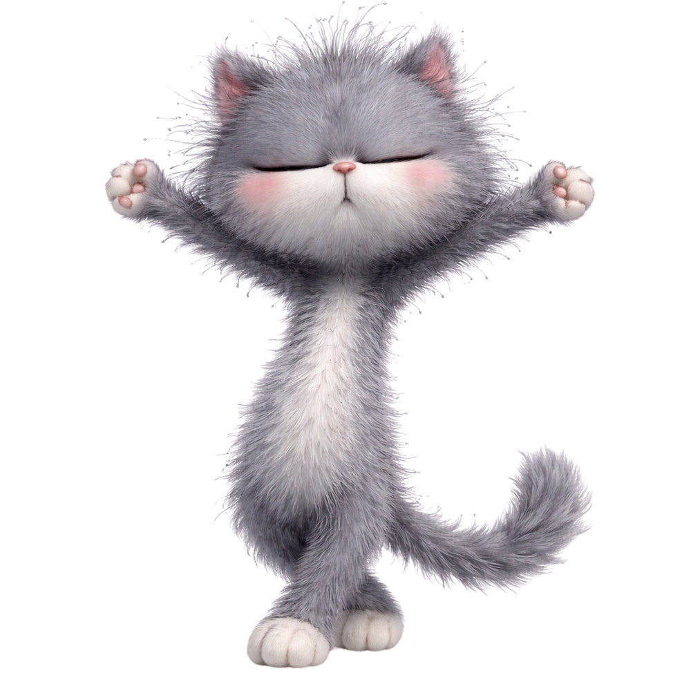 Cute Gray Cat Fabric Panel 2
