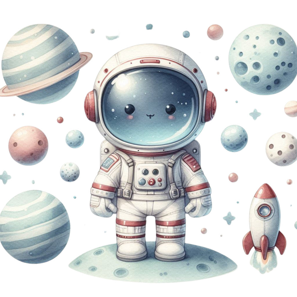 Cute Little Astronaut Fabric Panel 6 QuiltingFabricPanels