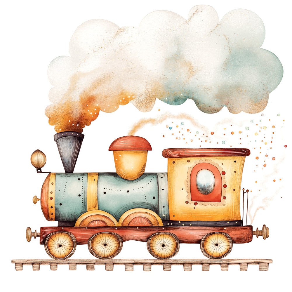 Cute Trains Fabric Panel 8 QuiltingFabricPanels