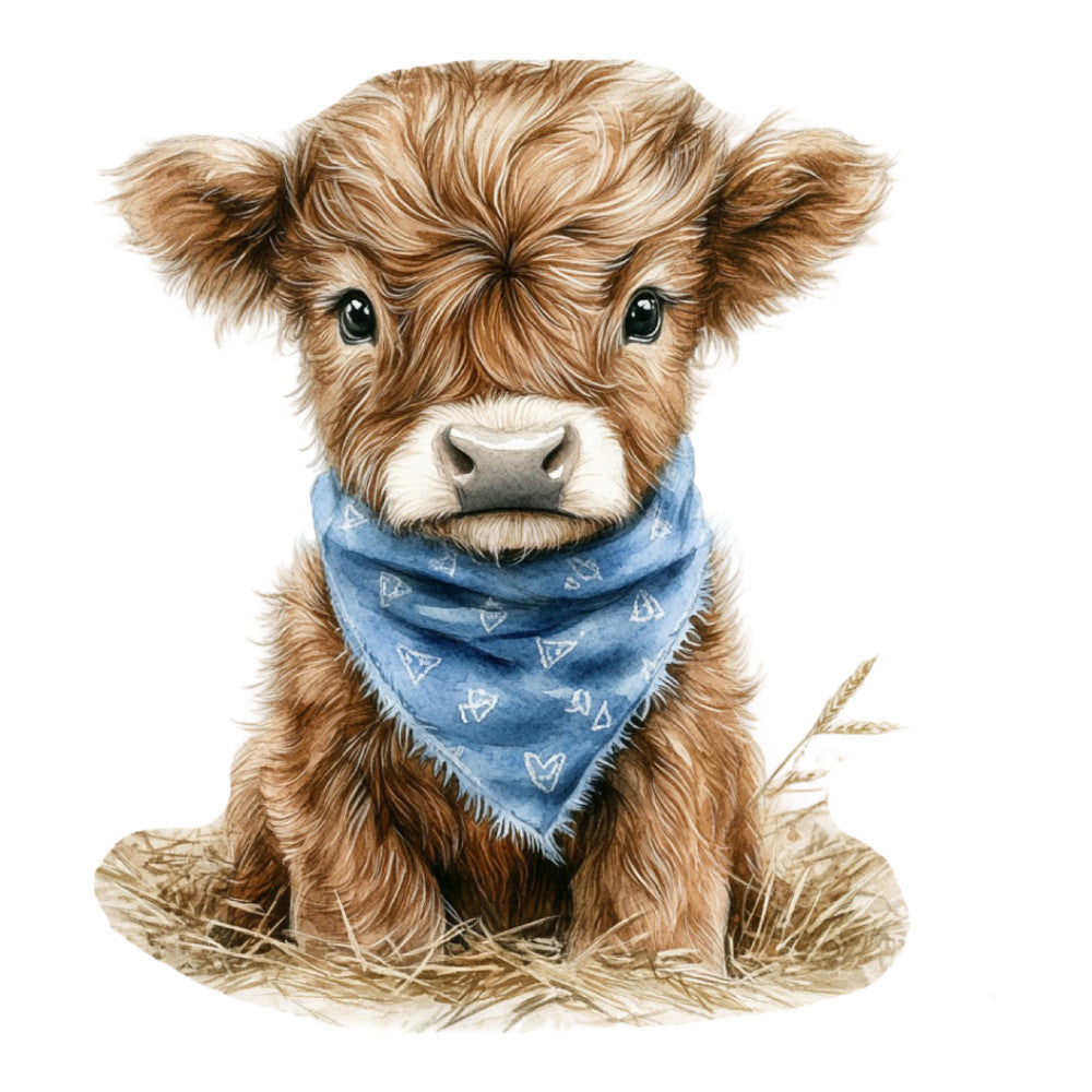 Cute Western Highland Cow Fabric Panel 31 QuiltingFabricPanels