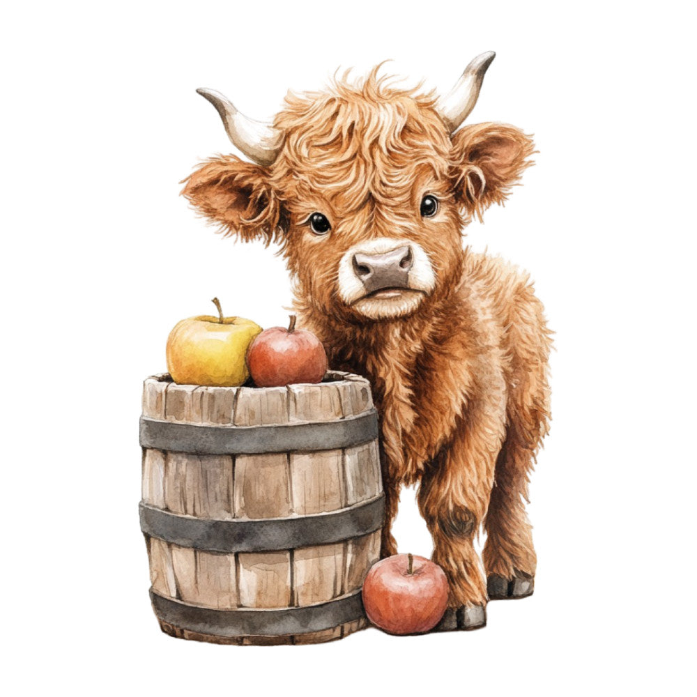Cute Western Highland Cow Fabric Panel 8 QuiltingFabricPanels