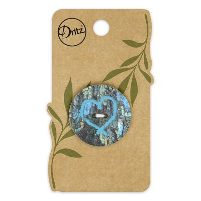 Recycled Coconut Heart 2hole Turq 30mm 1ct