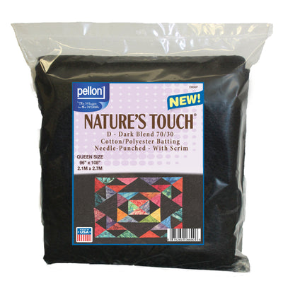 Pellon® Dark Blend Batting With Scrim 90" x 108" Queen Size Package. Color: Black.