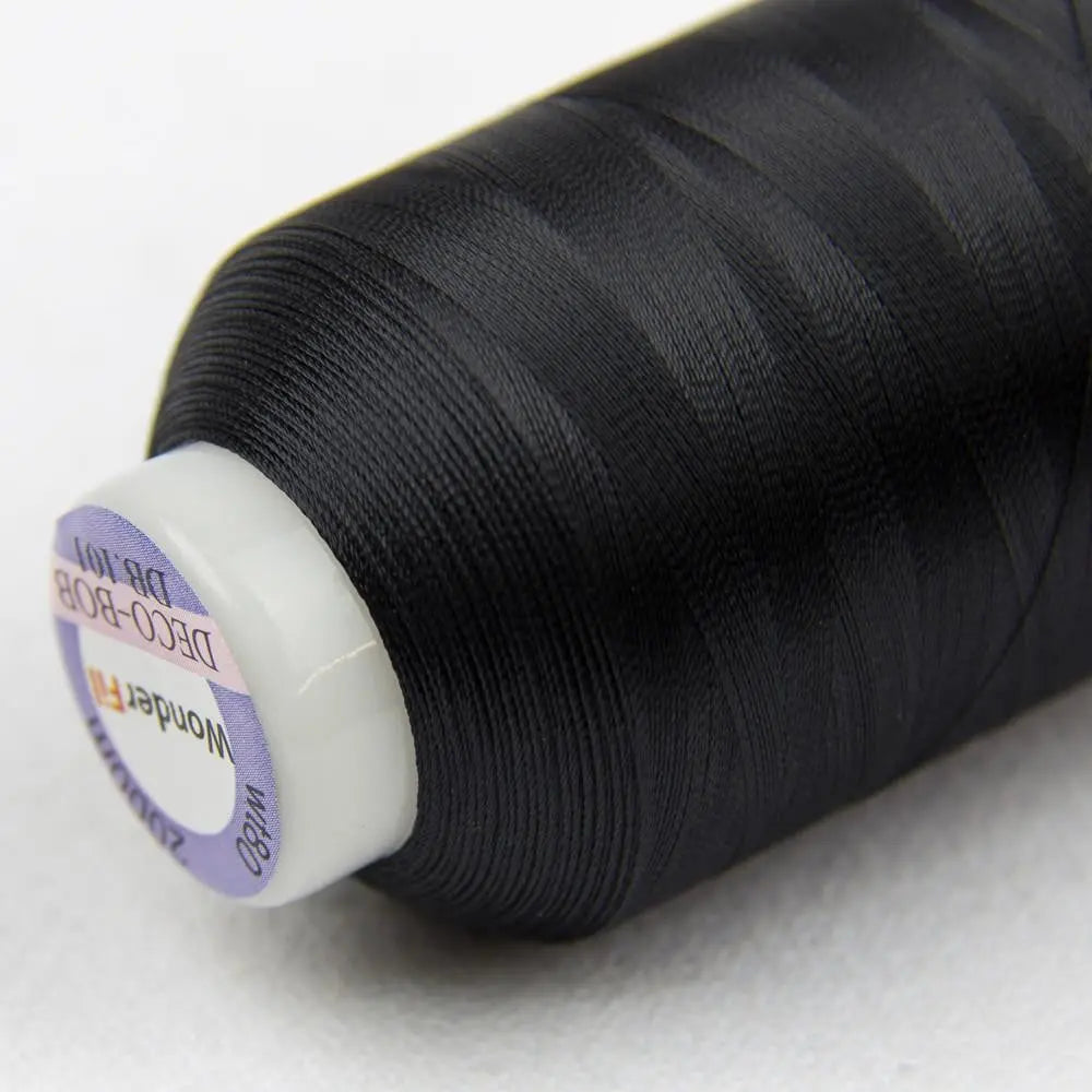 DB101 - DecoBob™ Cottonized Polyester Black Thread WonderFil USA