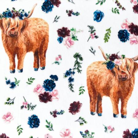 Shannon Fabrics digital cuddle Helga Highland cow print