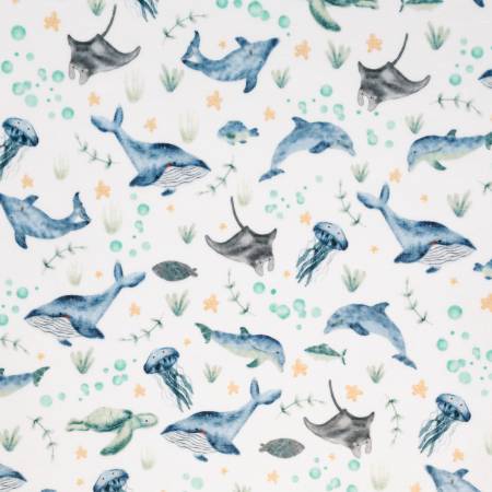 Shannon Fabrics Digital Cuddle Under the Sea minky fabric in Multi