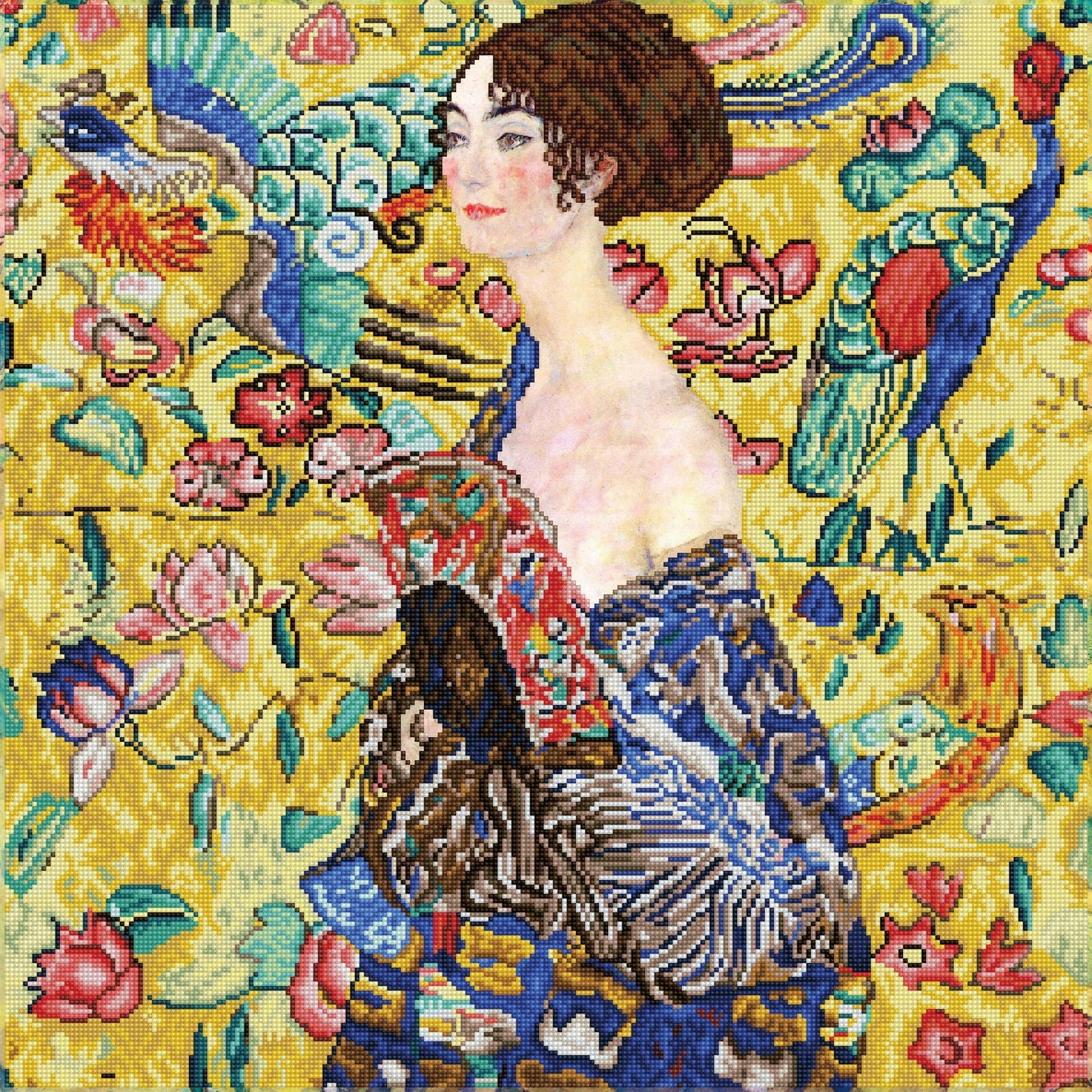 Diamond Dotz Lady with Fan (apres Klimt) - 26.4" x 26.4"