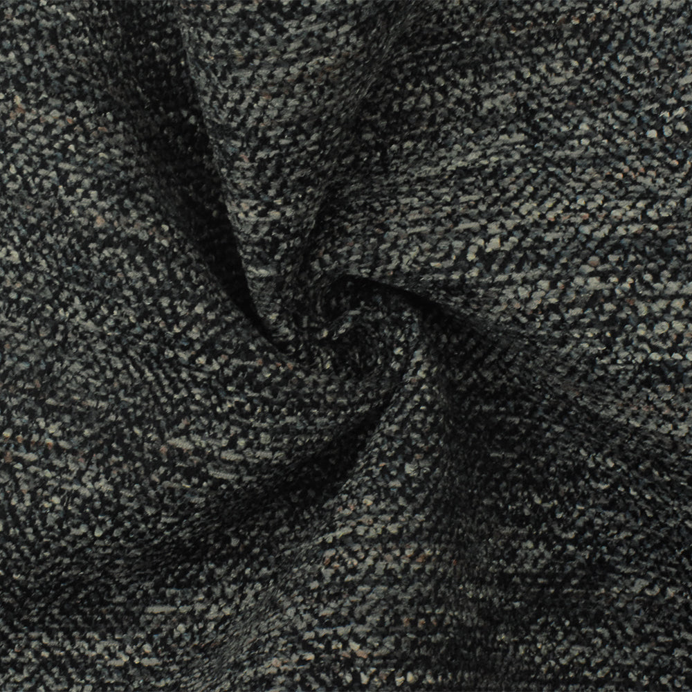 Black-Gray-Multi Texture Poly Chenille Woven Home Decorating Fabric
