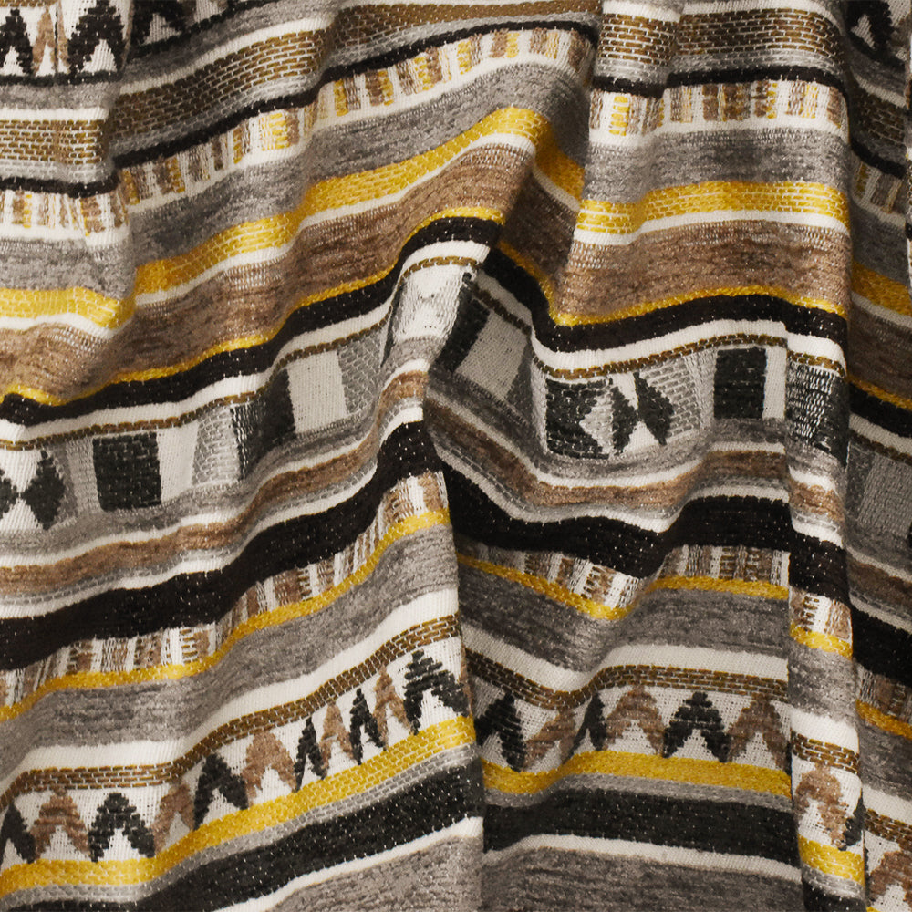 Beige-Multi Aztec Stripe Jacquard Poly Chenille Home Decorating Fabric
