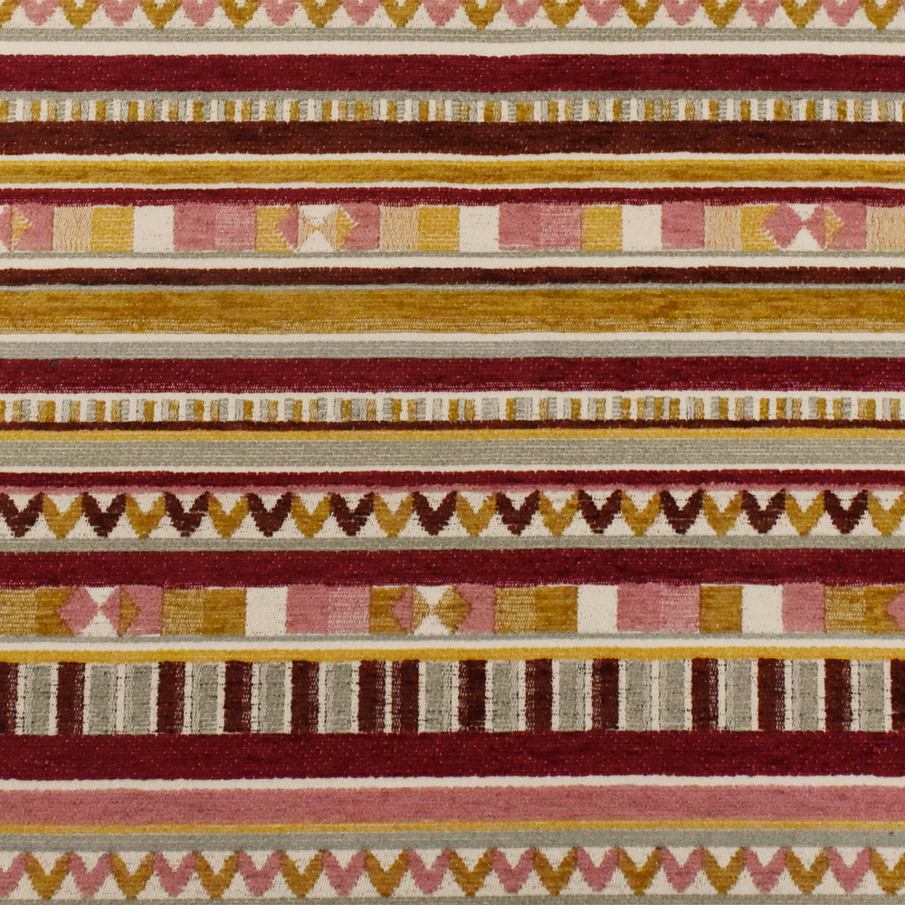 Pink-Multi Aztec Stripe Jacquard Poly Chenille Home Decorating Fabric