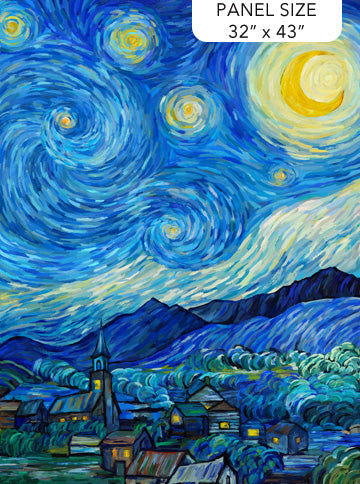 Dark Blue Multi Starry Night Cotton Panel
