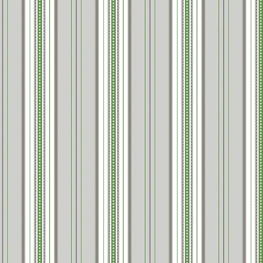 French Romance - Simone Stripe - Green/Gray 44" / 45" Fabric Per Yard