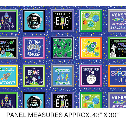 Lift Off - Galaxy Boxes - Blue 44" / 45" Fabric Per Yard
